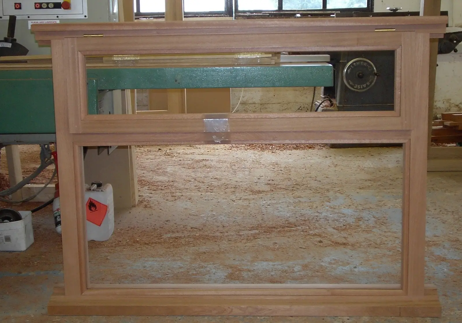 wooden window in production