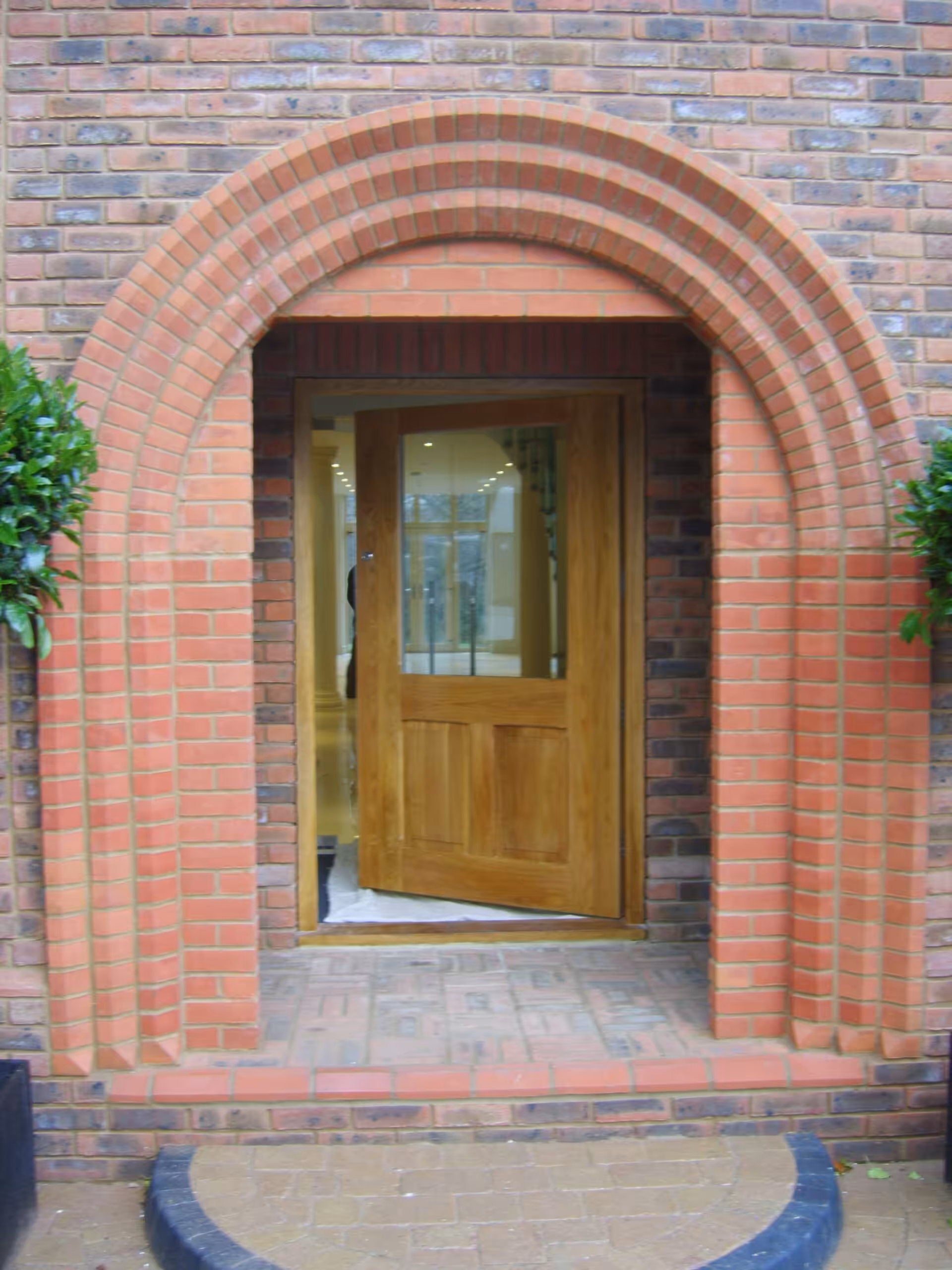 wooden front door in oak